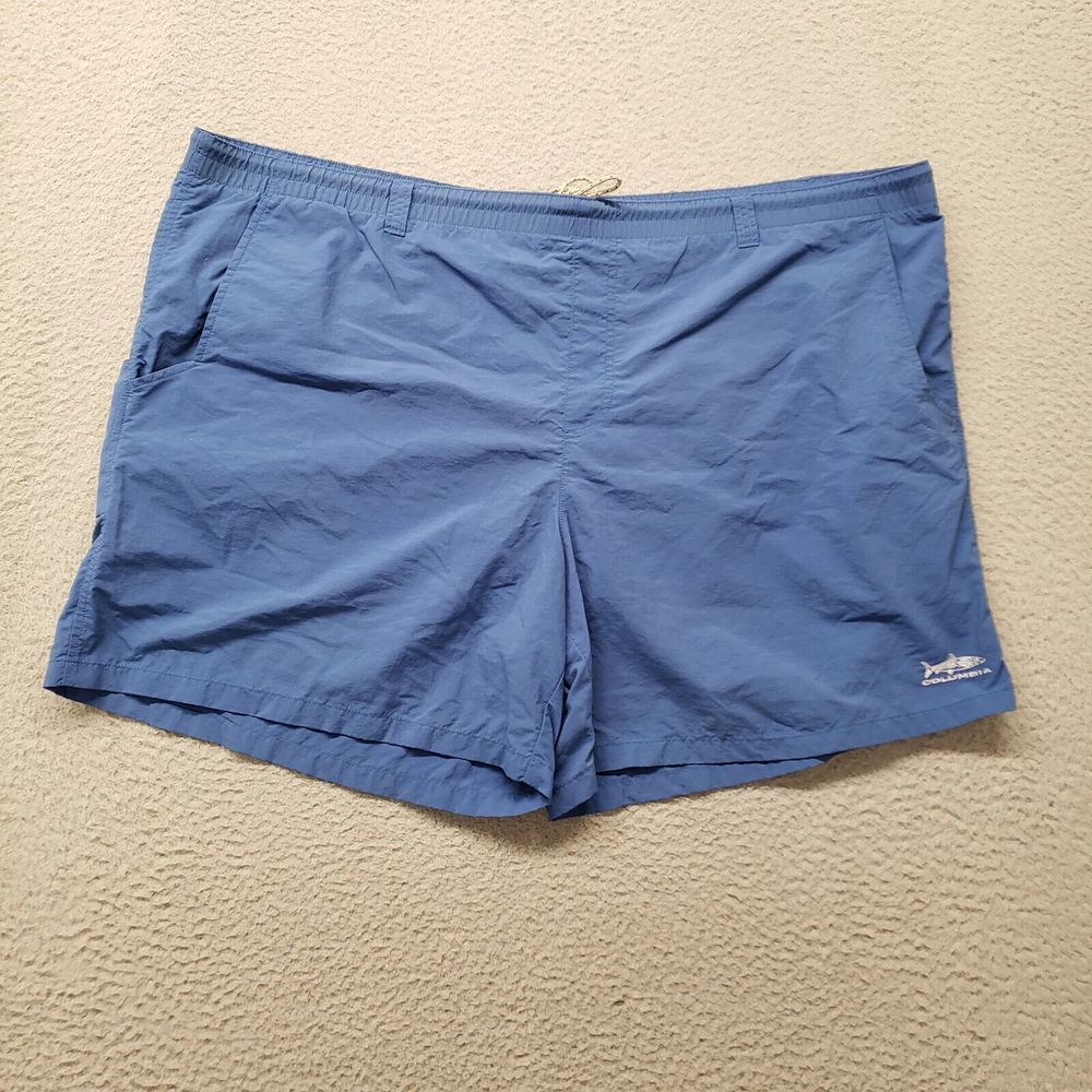 Columbia PFG Shorts Mens 2XL Blue Fishing Outdoors Swim Trunks Stretch Lined - Picture 1 of 10